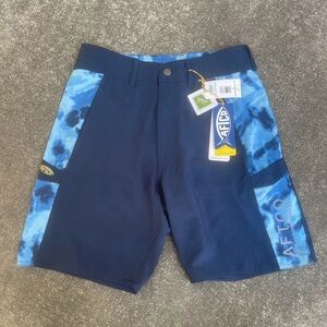 AFTCO Men’s Redemption Board Short Size 30 Navy Blue/Camo NWT